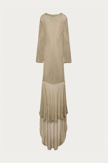 ROBE LONGUE EN MAILLE FIL MÉTALLISÉ MARISA BERENSON X ZARA - Doré de Zara - Image 1