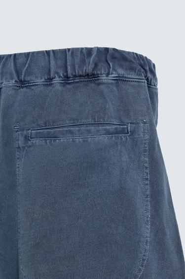 BERMUDA JOGGING EFFET DÉLAVÉ - Bleu de Zara - Image 9