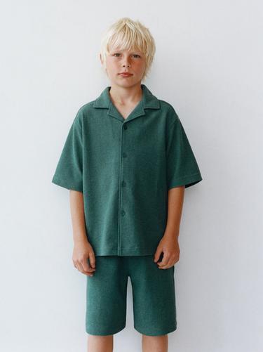 RUSTIC TOWELLING BOWLING SHIRT - Bottle green by Zara