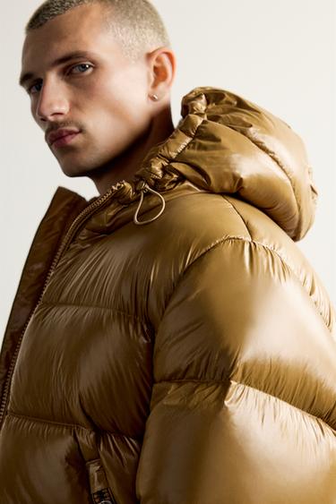 جاكيت 80% زغب - 20% ريش طارد للمياه - خردلي الخاص بـ Zara