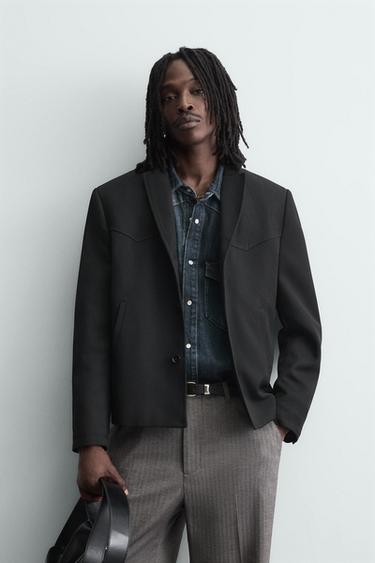 Zara TEXTURED BLAZER - Black