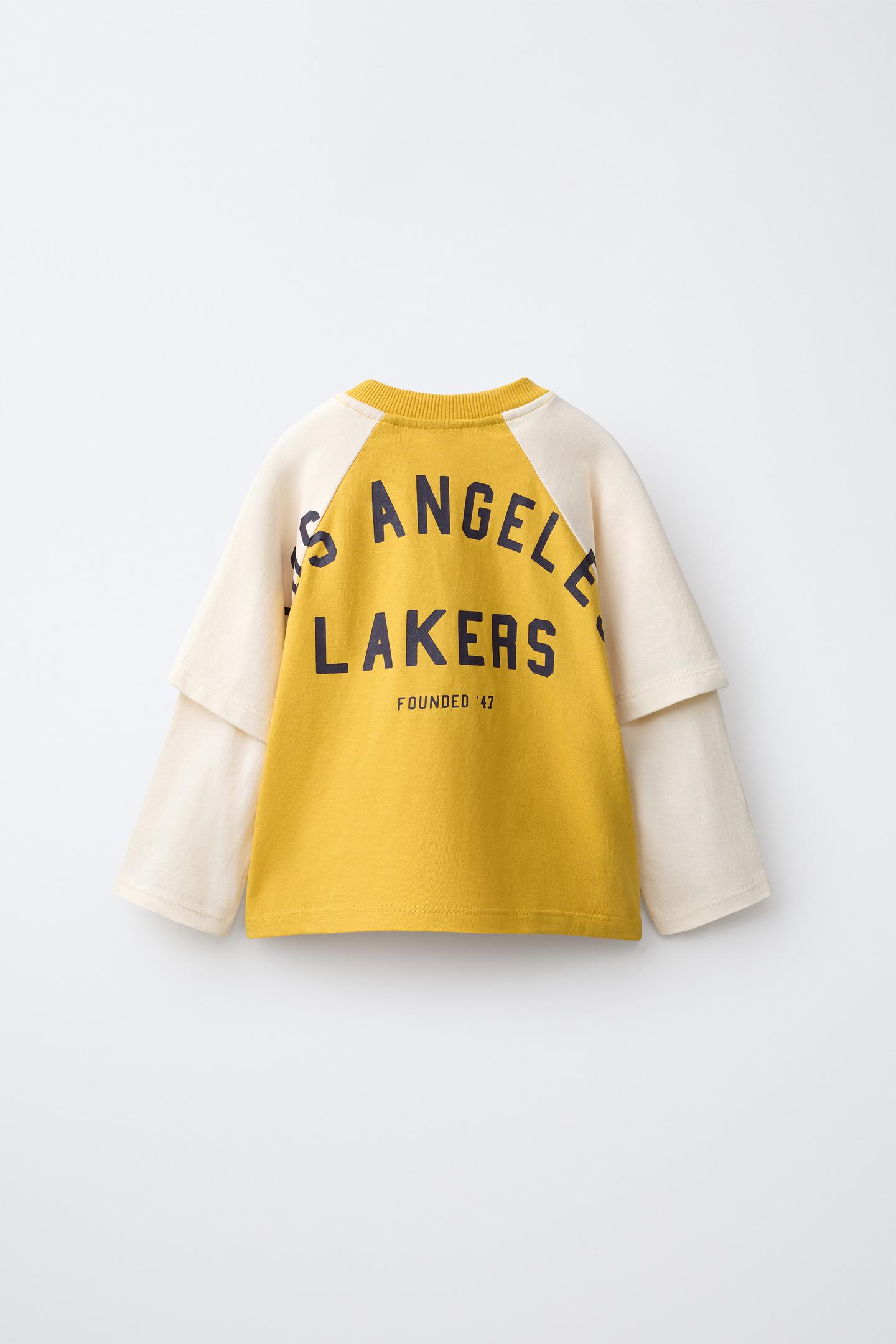 Детская футболка Zara NBA Los Angeles Lakers Double Sleeve, цвет: Жёлтый — фото 2