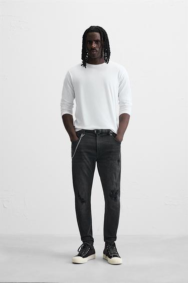Zara RIPPED SKINNY JEANS - charcoal gray - Image 0