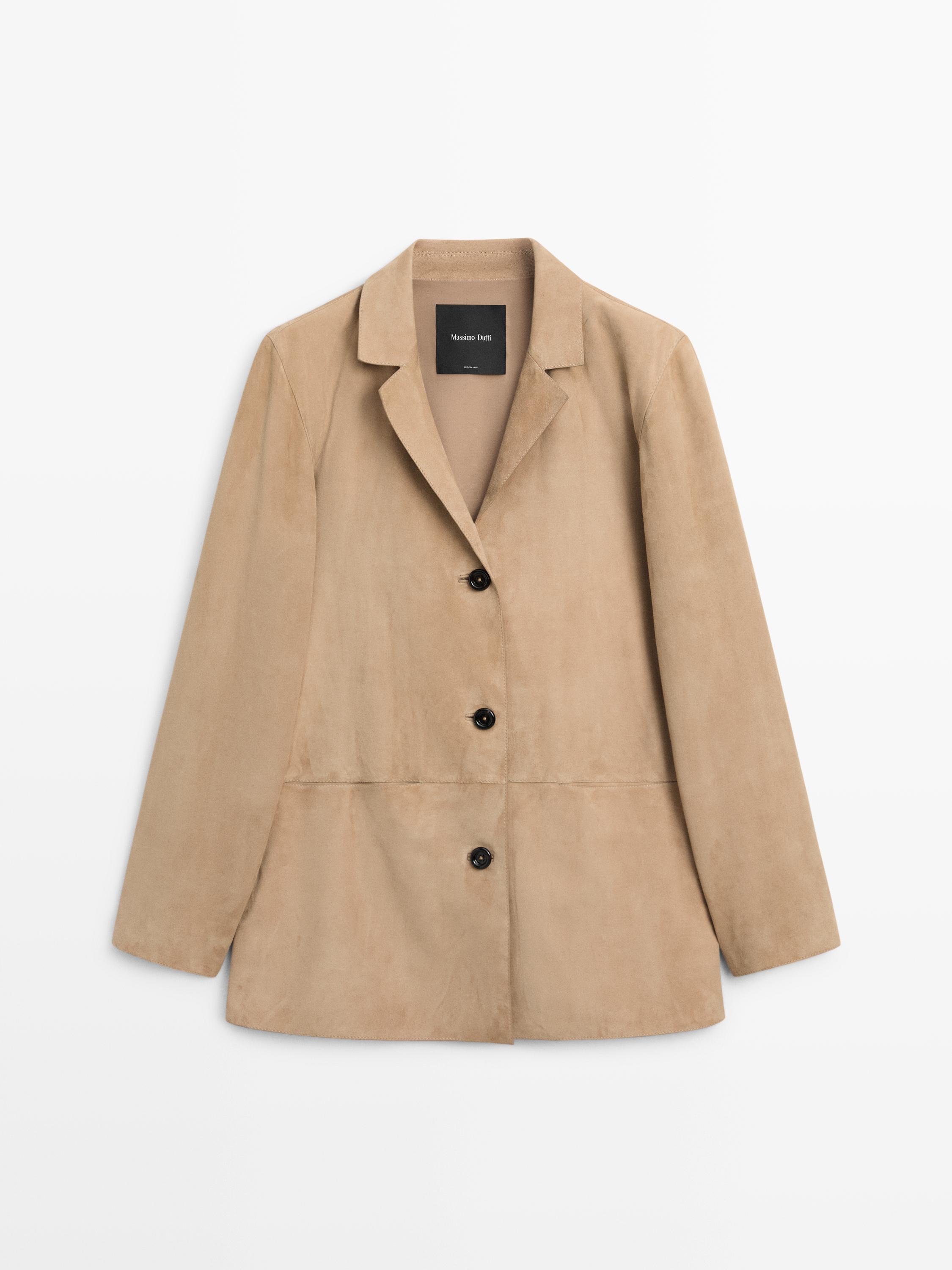 100% suede leather blazer with pocket details