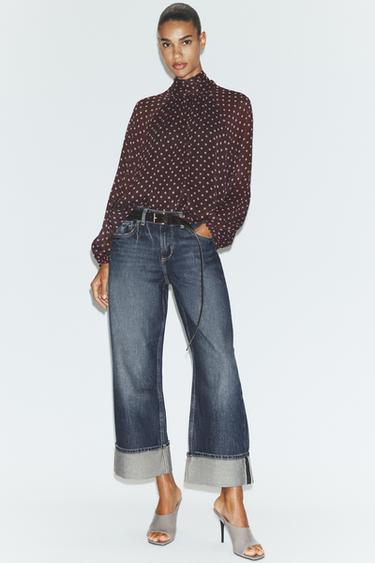 Z1975 RELAXED FIT JEANS WITH TURN-UP HEMS - Indigo by Zara