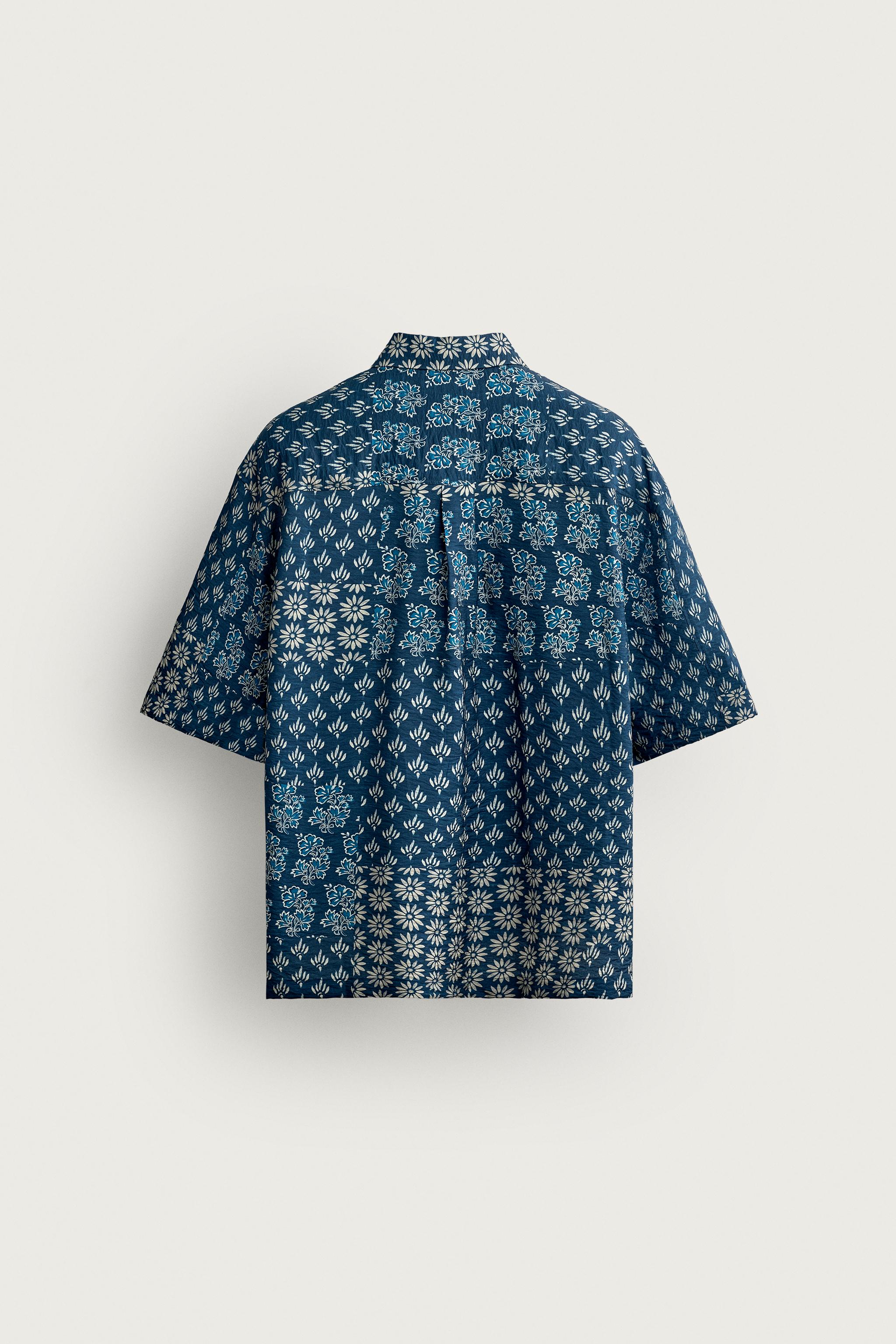 Мужские рубашки Zara PATCHWORK PRINT RELAXED FIT SHIRT — фото 9