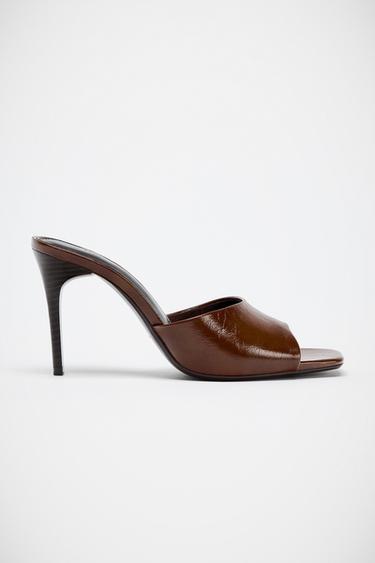 Zara LEATHER HEELS - Brown