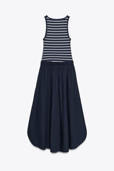 CONTRAST POPLIN MIDI DRESS - Navys / Ecrus by Zara - Image 2
