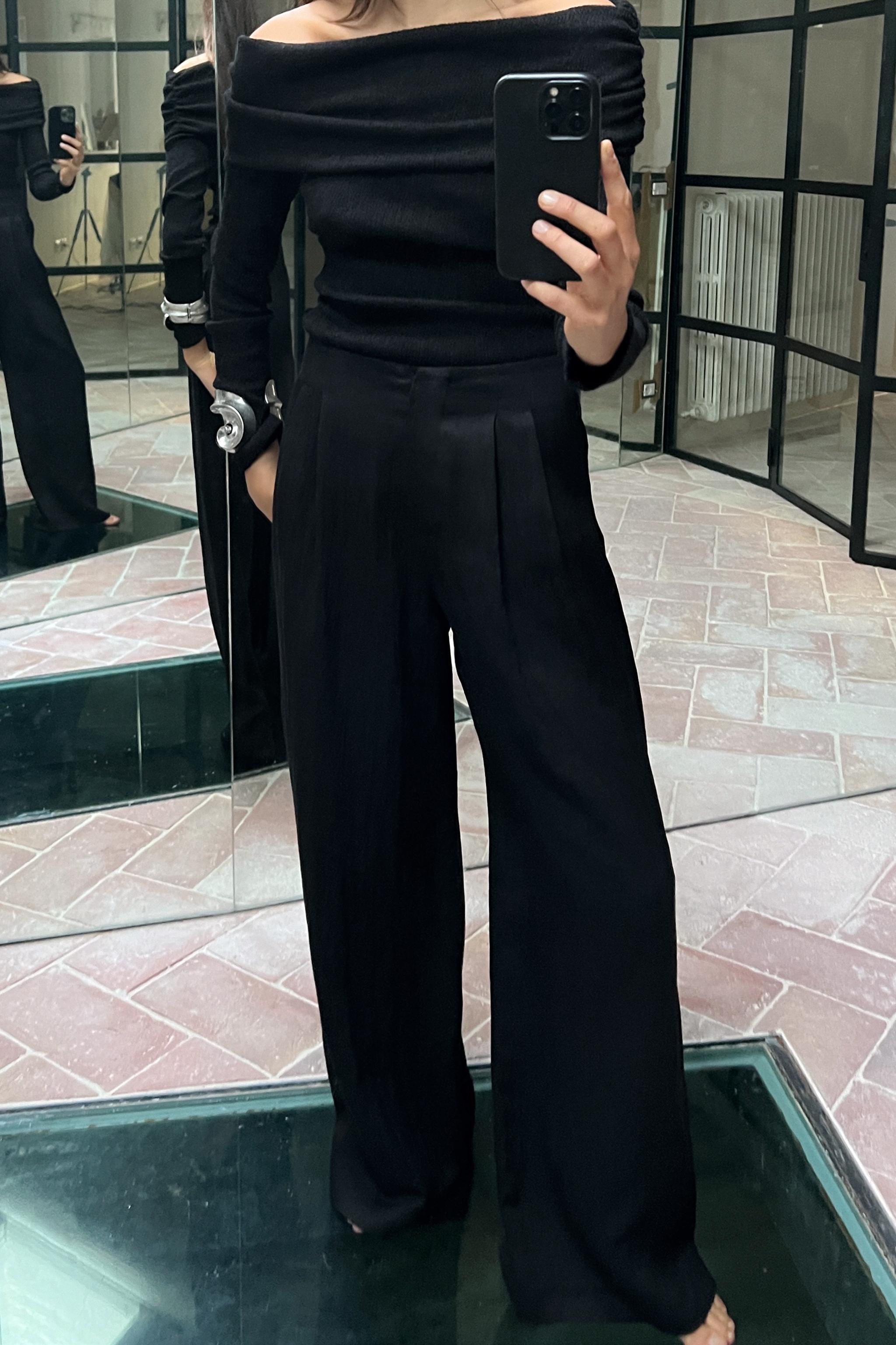 Zara Black Pleated Tie Waist Pants Women's Size Small - beyond exchange
