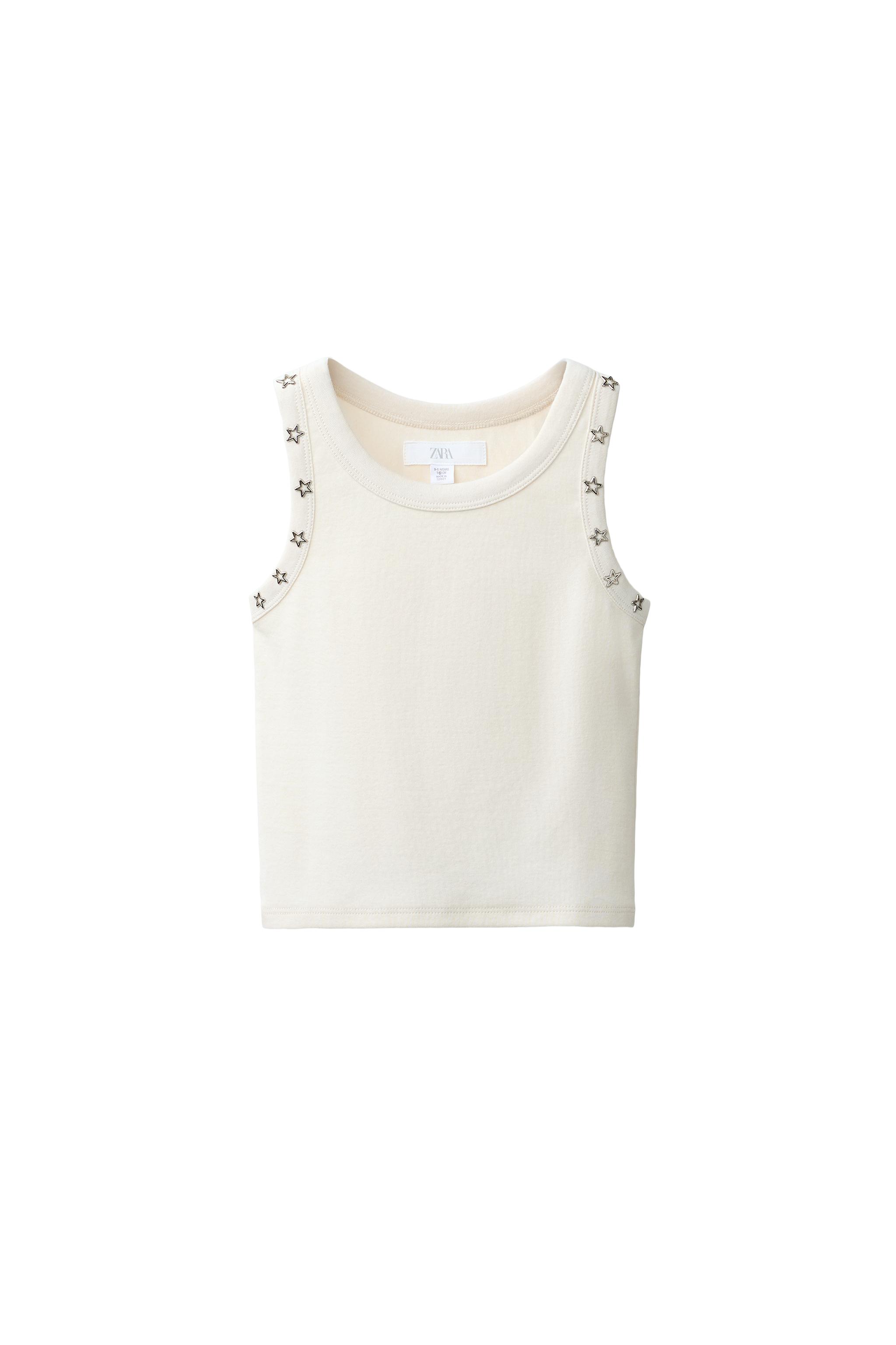 トップス Sara STUDDED TOP - Beige | ZARA United States