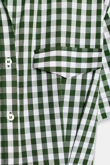 GINGHAM SHIRT DRESS ZW COLLECTION - Green by Zara - Image 6