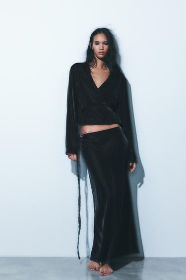 VELVET MIDI SKIRT - Mid-grey by Zara - Image 0