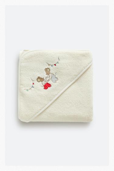 KIDS' MOUSE HOODED BATH TOWEL - Light beige by Zara