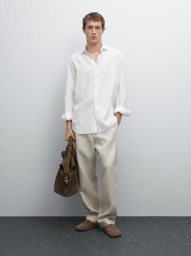 Zara Slim fit linen blend shirt - White - Image 0