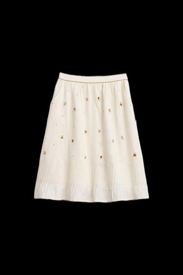 LIMITED EDITION EMBROIDERED FLORAL MIDI SKIRT - Ecru by Zara