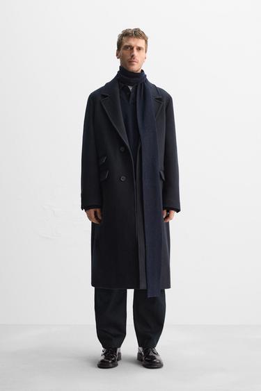 Zara WOOL BLEND COAT - Navy blue