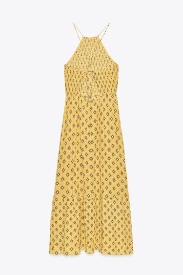 ROBE MI-LONGUE IMPRIMÉE - Jaune de Zara - Image 8
