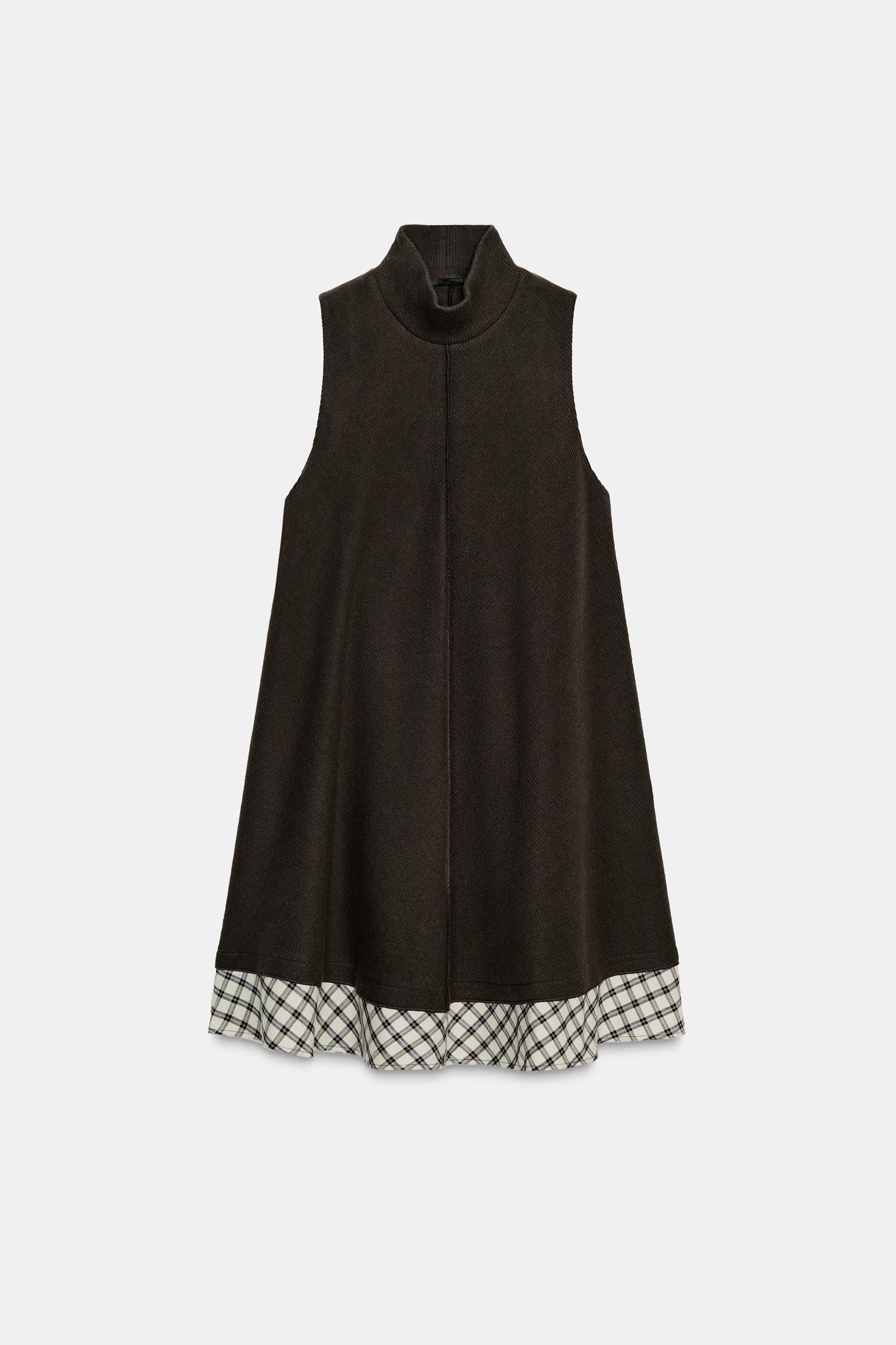 COMBINATION PLAID SHORT DRESS