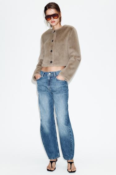 FAUX FUR SHORT JACKET - Beige by Zara - Image 0