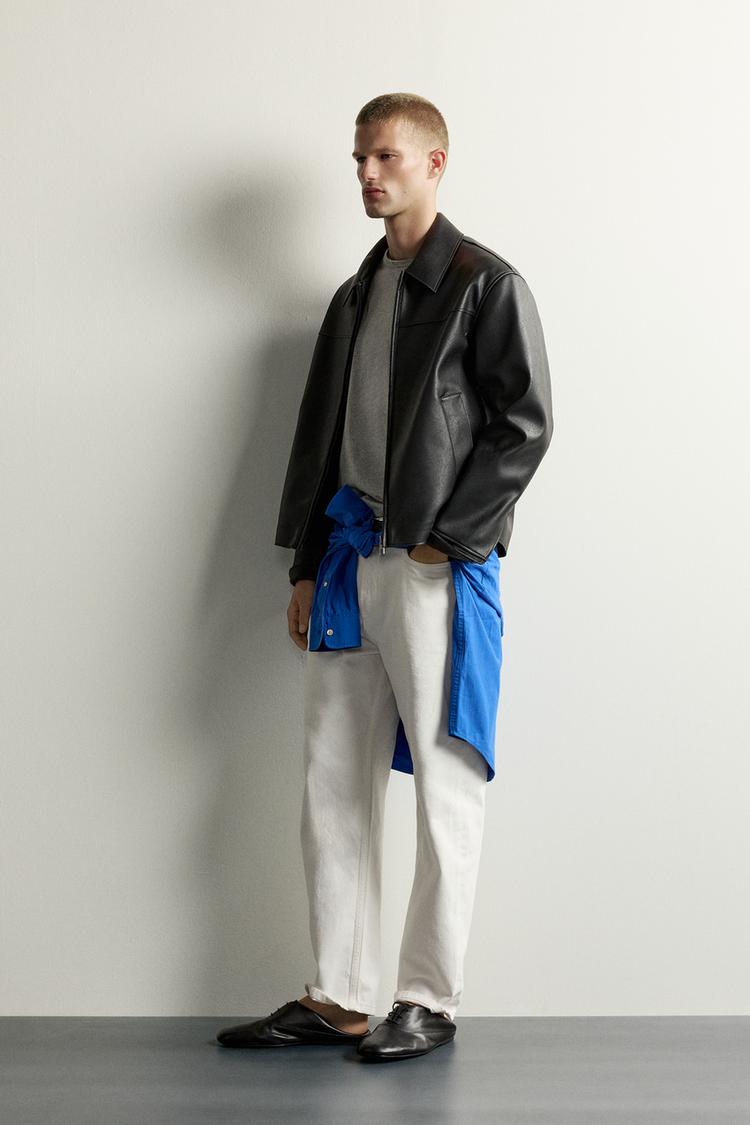 Chaqueta de efecto cuero de ajuste regular 4