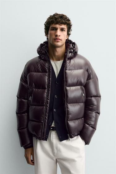 100% FEATHER WATER-REPELLENT PUFFER JACKET - Brown by Zara