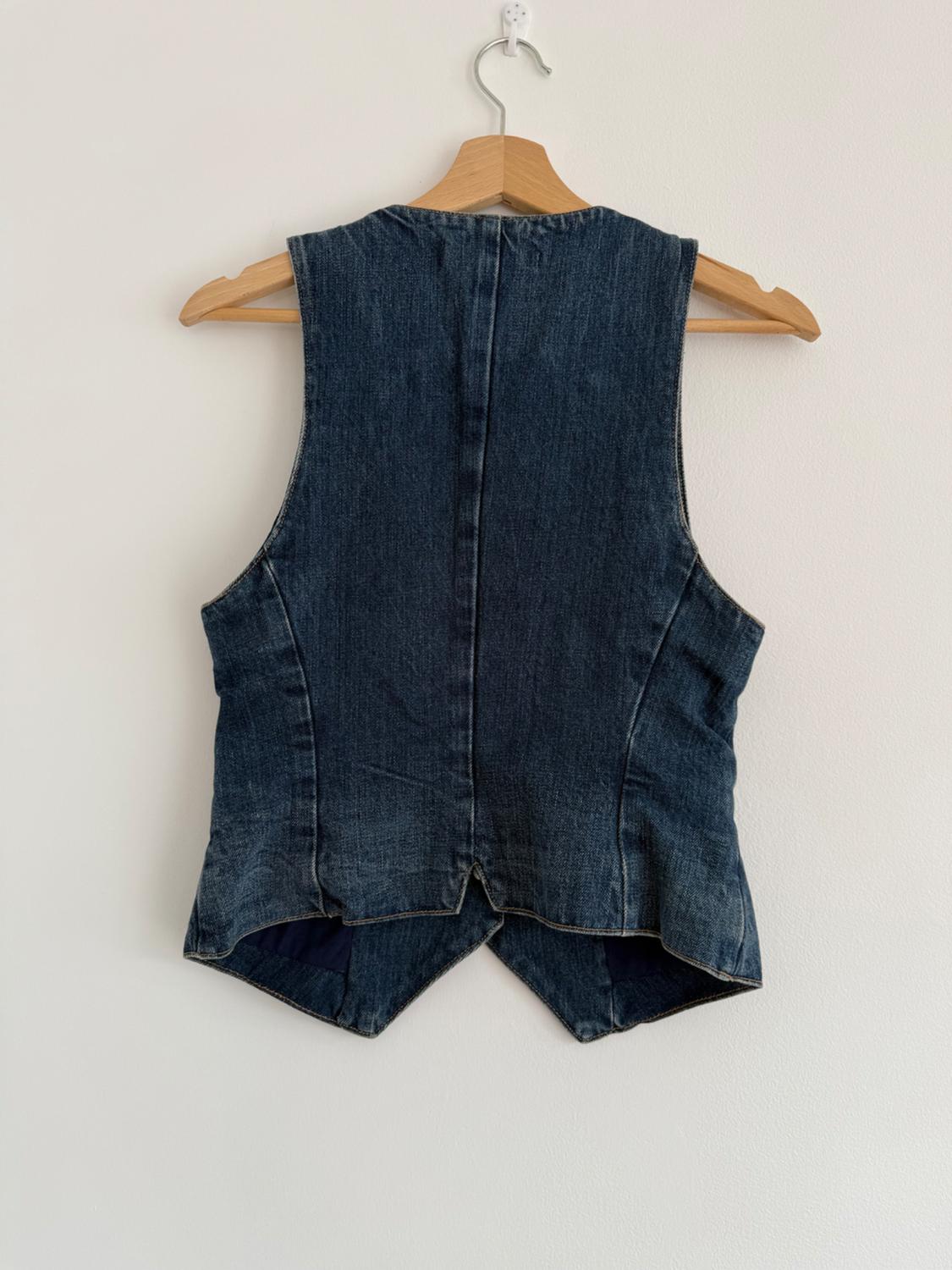 ZARA STONE WASH BLUE WAISTCOAT - Image 3