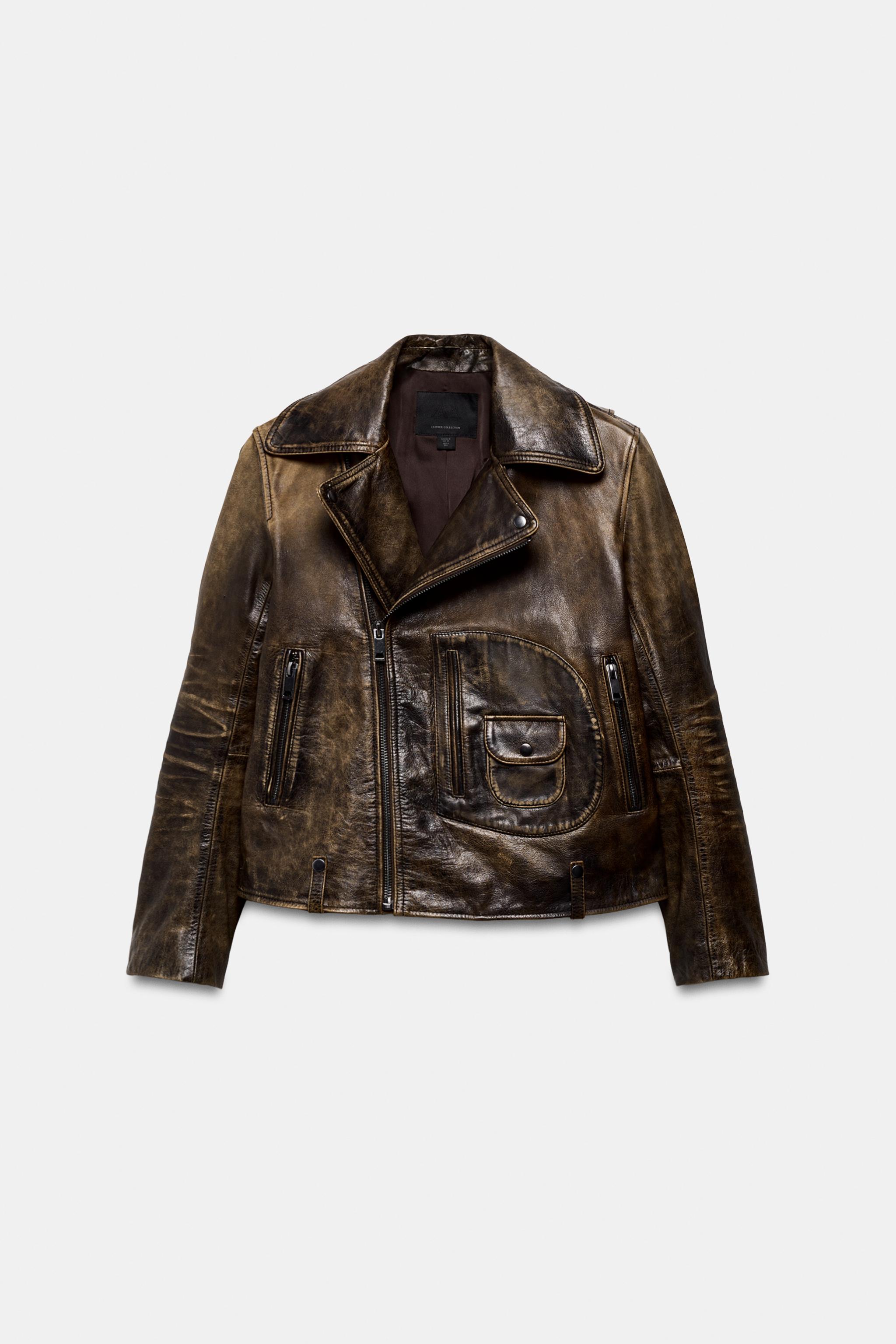 100% LEATHER BIKER JACKET ZW COLLECTION LIMITED EDITION