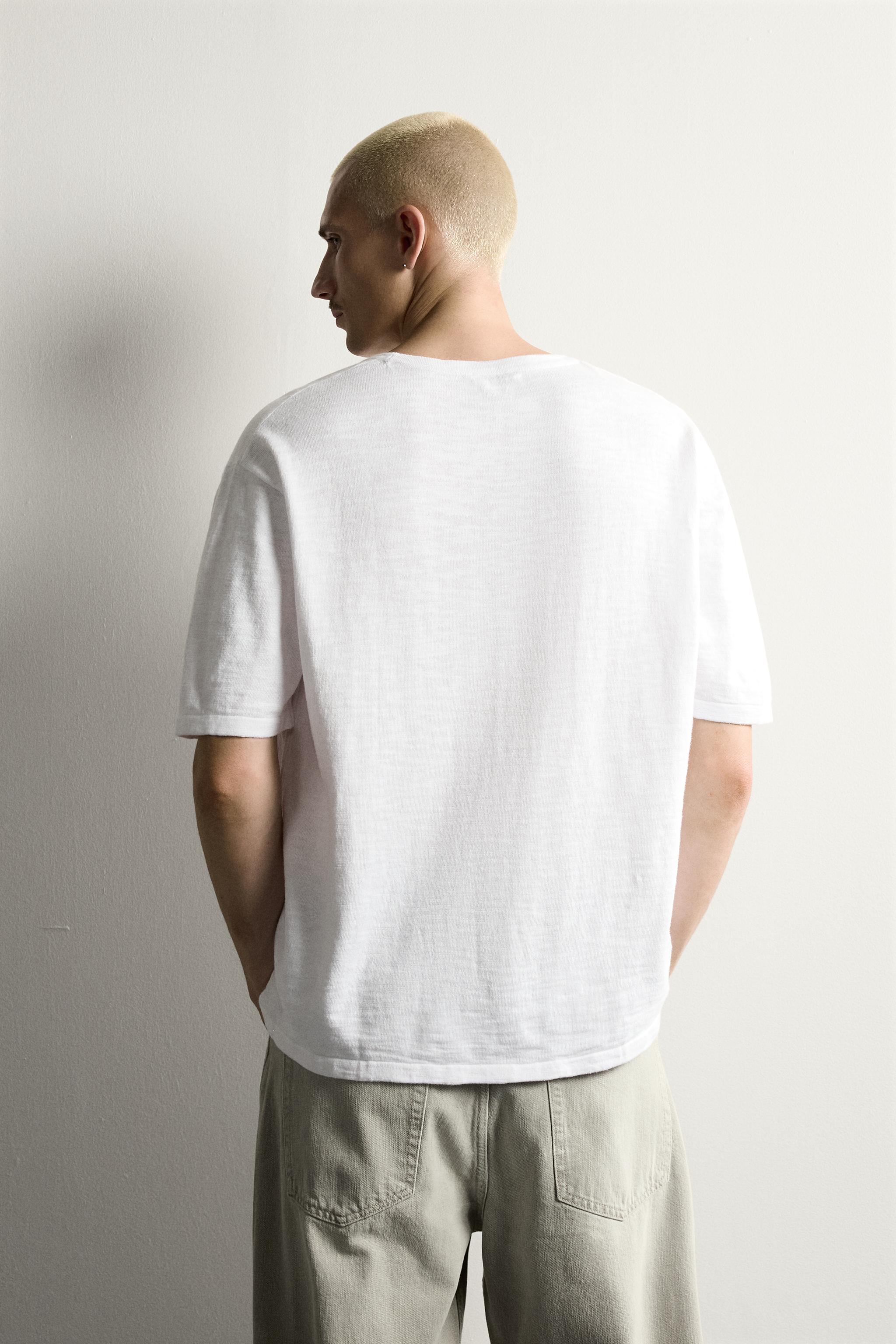 Zara DÜZENSİZ DOKULU ÖRME T-SHIRT görsel 3
