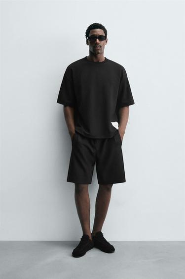 인터록 라벨 스웨트셔츠 - Zara 블랙