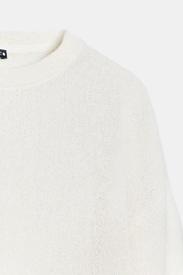 T-SHIRT OVERSIZE EN MAILLES COUPÉES - Écru de Zara - Image 6