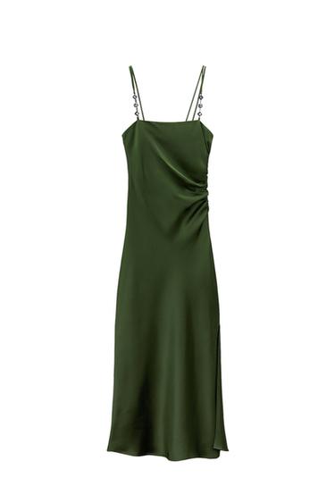 VESTIDO SATINADO TIRANTE JOYA