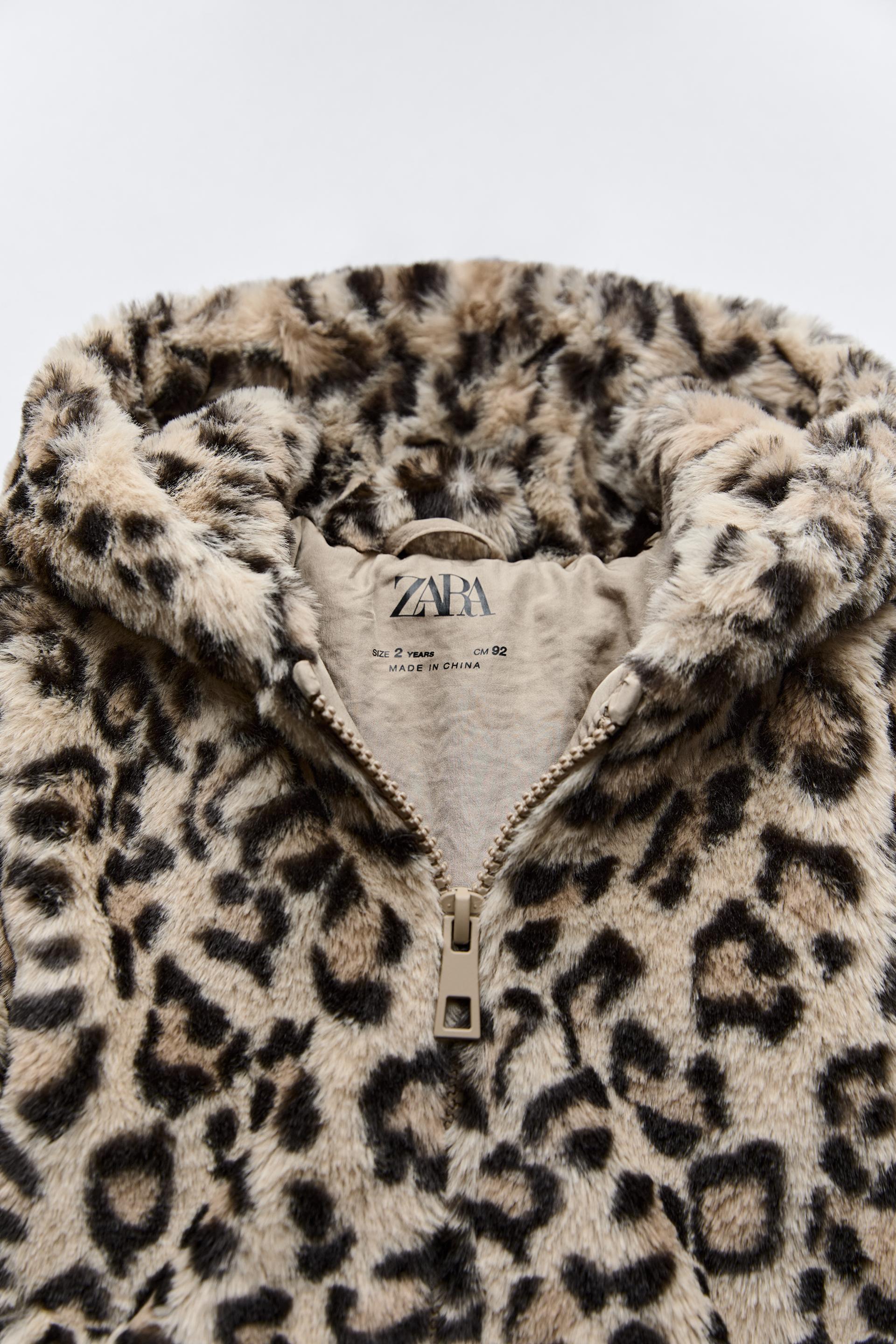 HOODED FAUX FUR JACKET Ecru ZARA United Kingdom