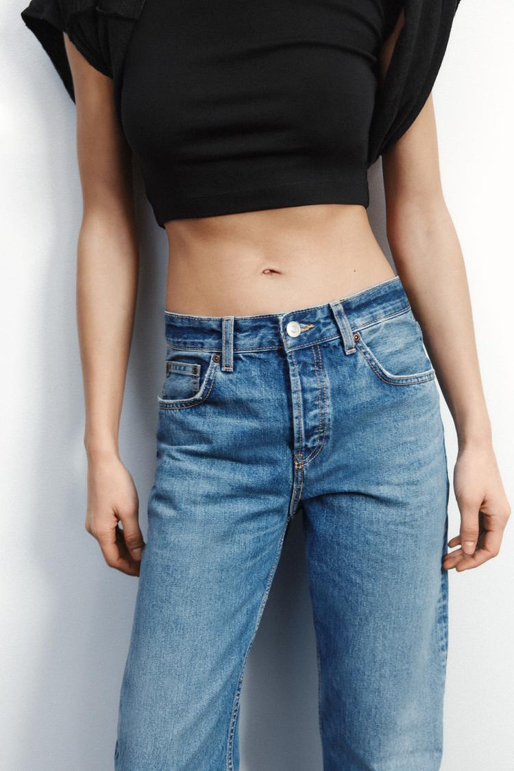 EXTRA LONG MID-RISE TRF STRAIGHT LEG METALLIC JEANS