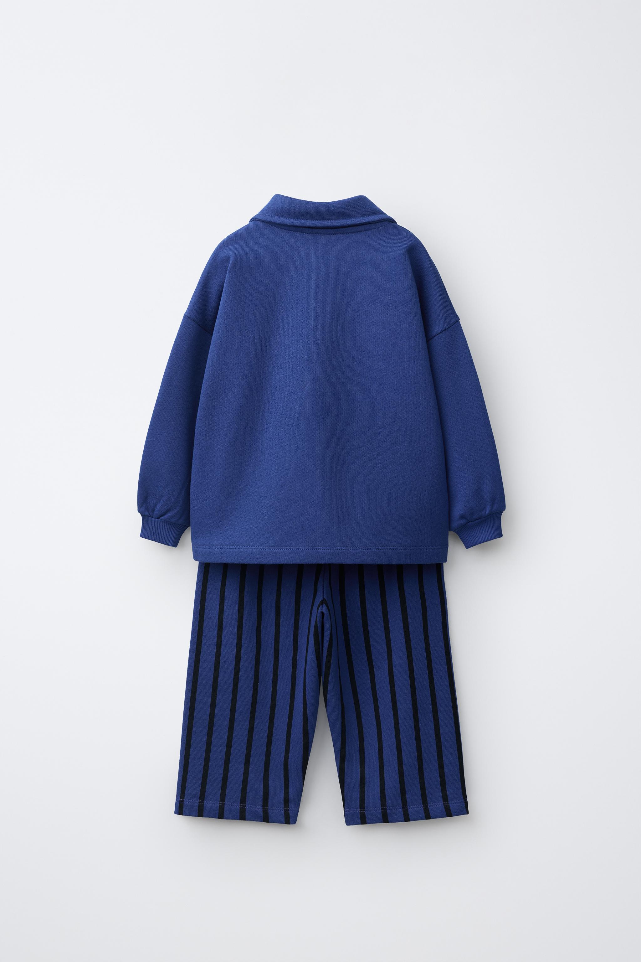 ENSEMBLE DE JOGGING SWEAT POLO ET PANTALON WIDE LEG À RAYURES