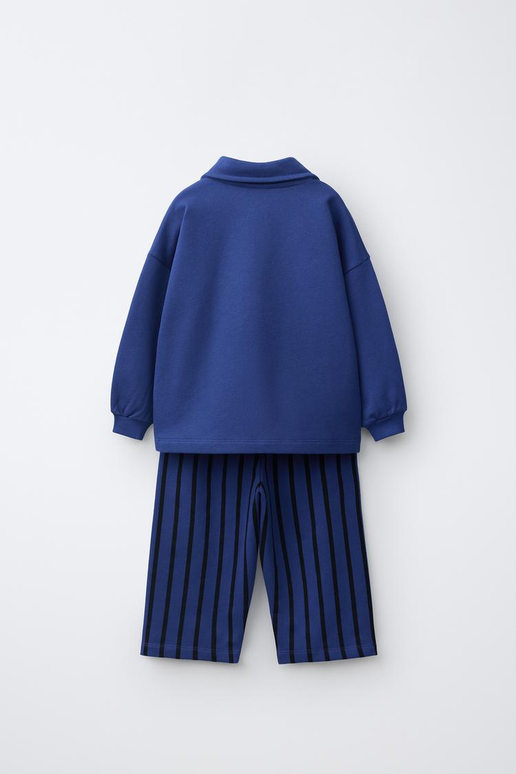 Set de polo de rayas y pantalones de pata ancha 2