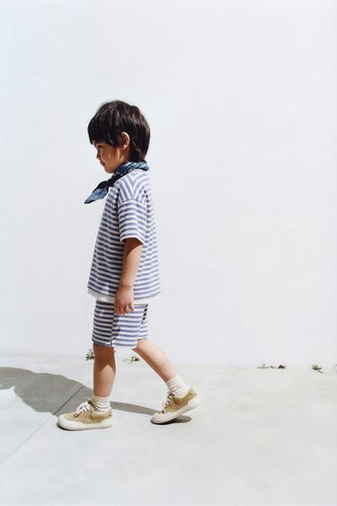 STRIPED TOWELLING T-SHIRT AND BERMUDA SHORTS SET - Blue by Zara