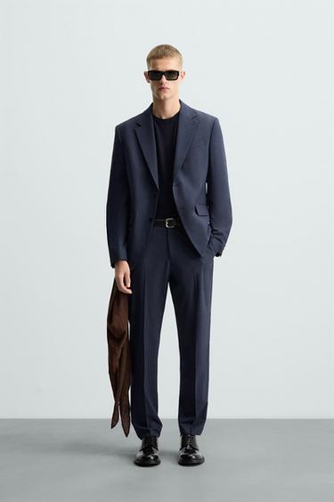 PANTALÓN TRAJE CUADROS - Azulón de Zara - Imagen 0