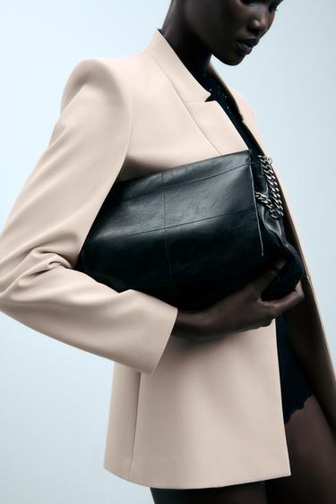 BOLSO DE HOMBRO SOLAPA ROCK - Negro de Zara