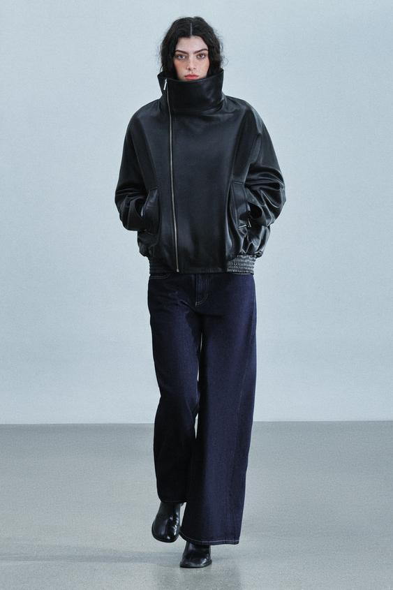 LEREN JACK 100% MET RITSSLUITING ZW COLLECTION - Zwart van Zara - Afbeelding 0