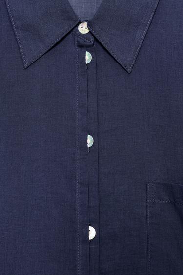 CHEMISE OVERSIZE EN COTON - Bleu marine de Zara - Image 6