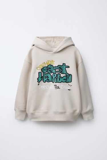 RAISED PRINT SWEATSHIRT - Sand by Zara