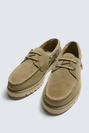 CHAUSSURES BATEAU EN CUIR - Beige de Zara - Image 4