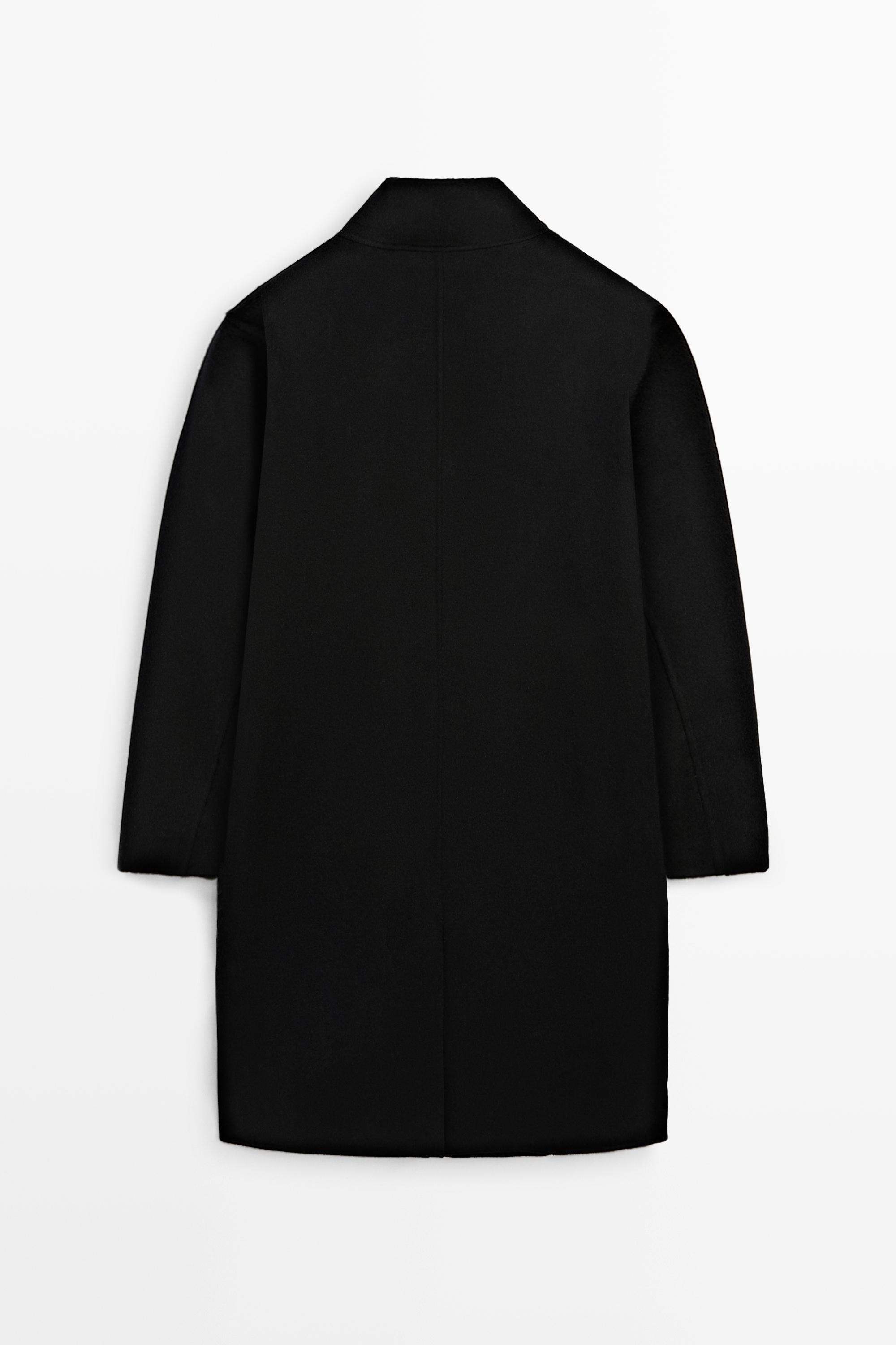 High neck wool blend coat