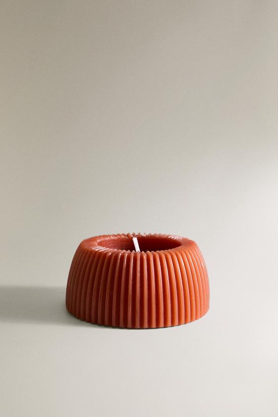 DECORATIVE STRIPED CONCAVE CANDLE - Brick | ZARA United States