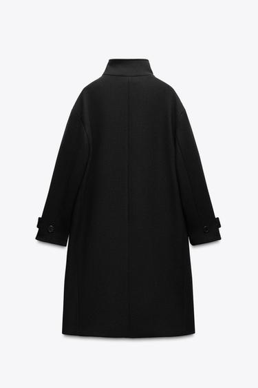 HIGH-NECK WOOL COAT - Black by Zara - Image 4