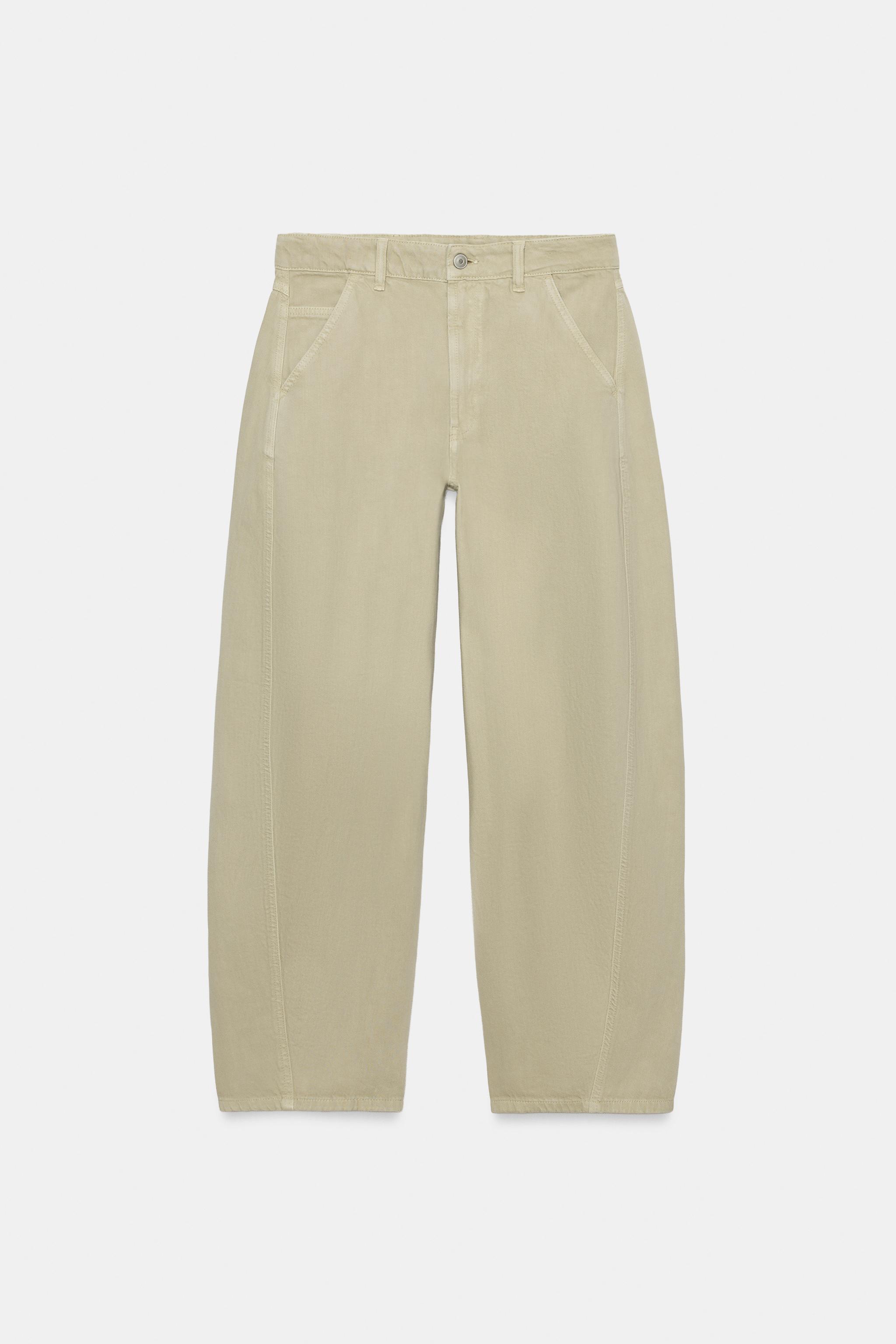 Zara TRF ORTA BEL BARREL CHINO JEAN görsel 7