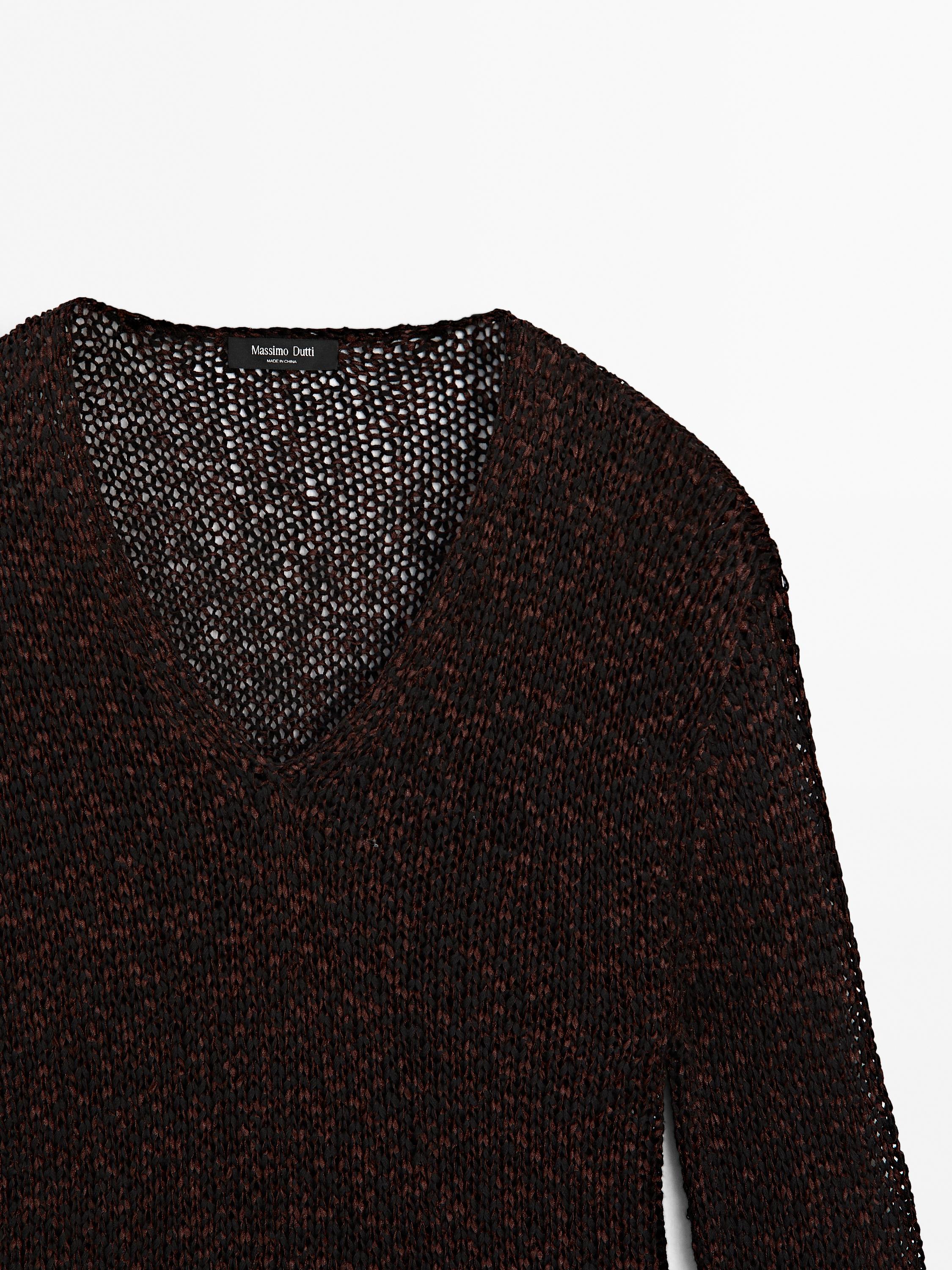Mouliné cotton blend knit sweater