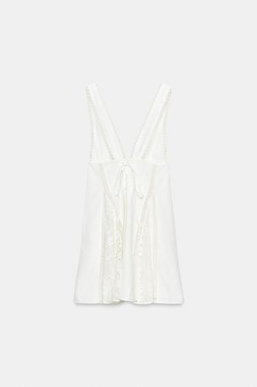 LACE MINI DRESS - Oyster-white by Zara - Image 5