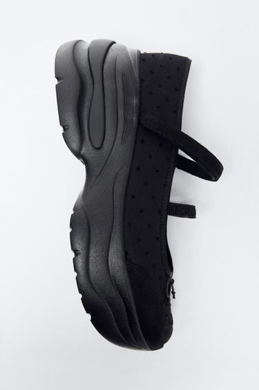 CHUNKY BALLET FLATS WITH BOW DETAIL - Black by Zara