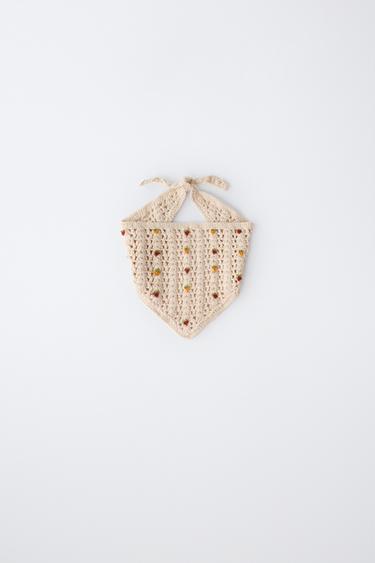 FRUIT CROCHET KNIT BANDANA - Ecru by Zara